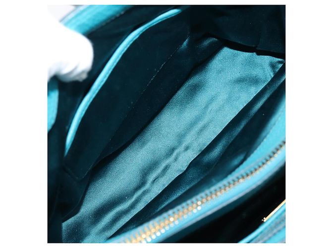 Miu Miu Hand Bag Leather 2way Turquoise Blue Gold Tone - vista 29