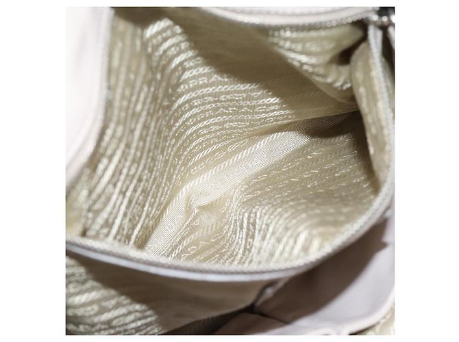 PRADA Geraffte Handtasche aus Leder 2way Grau Silber - Ansicht 30