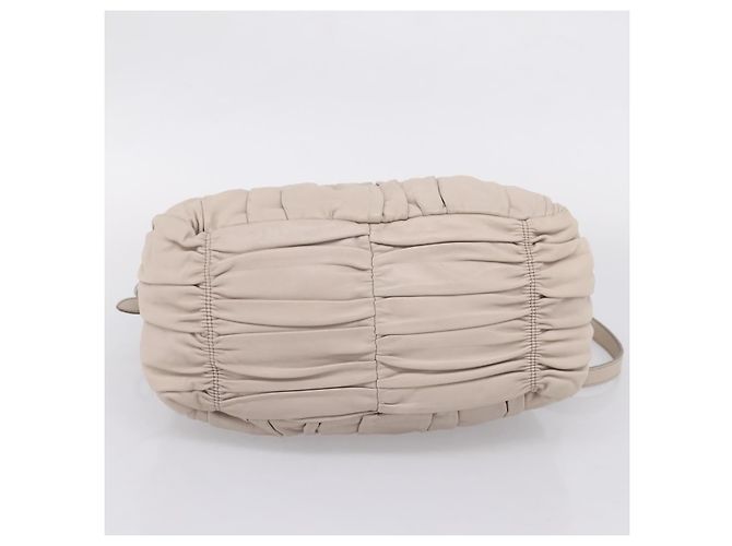 PRADA Geraffte Handtasche aus Leder 2way Grau Silber - Ansicht 5