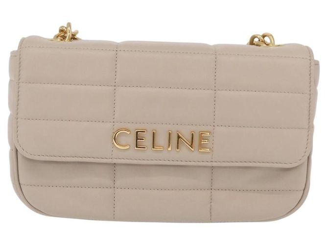 Céline CELINE Chain Shoulder Bag Leather Beige Gold Tone - vista 13