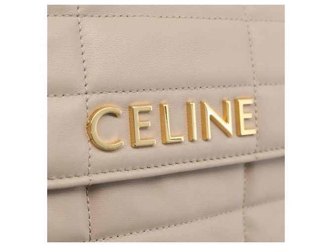 Céline CELINE Chain Shoulder Bag Leather Beige Gold Tone - vista 18
