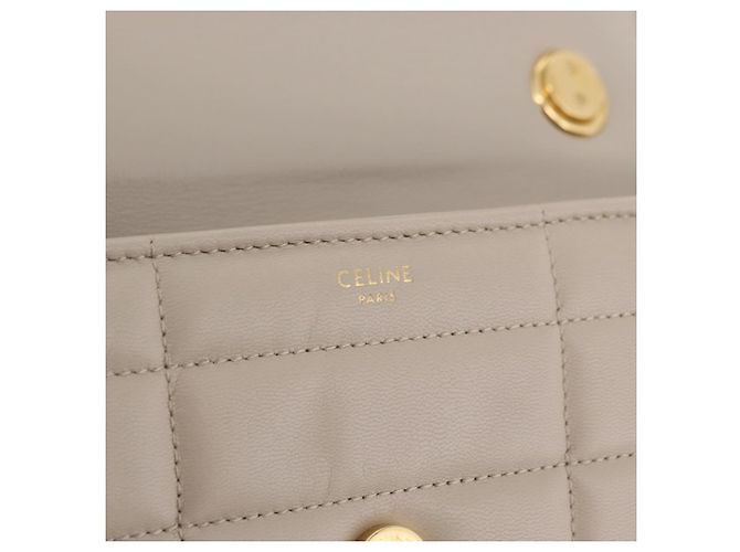 Céline CELINE Chain Shoulder Bag Leather Beige Gold Tone - vista 21