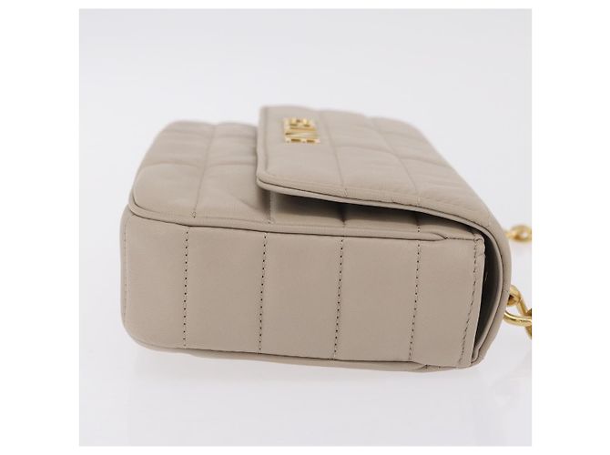 Céline CELINE Chain Shoulder Bag Leather Beige Gold Tone - vista 3
