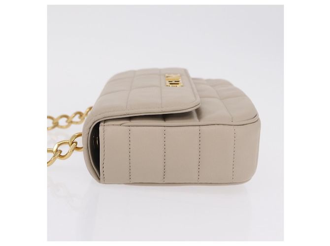 Céline CELINE Chain Shoulder Bag Leather Beige Gold Tone - vista 4