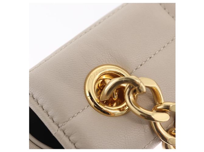 Céline CELINE Chain Shoulder Bag Leather Beige Gold Tone - vista 9