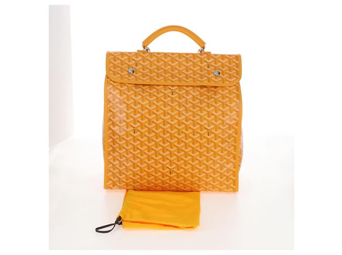 Goyard Herringbone Saint Léger Backpack PVC Leather Yellow - vista 12
