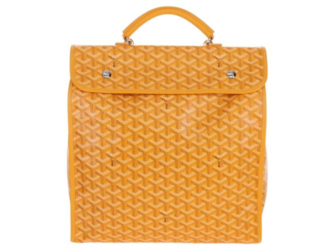 Goyard Herringbone Saint Léger Backpack PVC Leather Yellow - vista 13