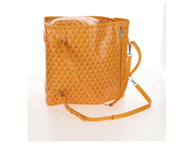 Goyard Herringbone Saint Léger Backpack PVC Leather Yellow - vista 8