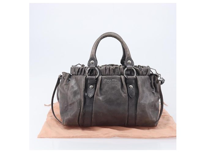 Miu Miu Hand Bag Leather 2way Gray Silver - vista 12