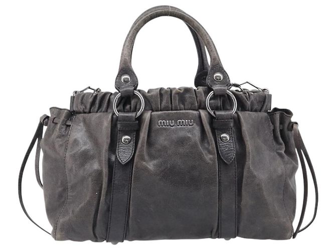 Miu Miu Hand Bag Leather 2way Gray Silver - vista 13