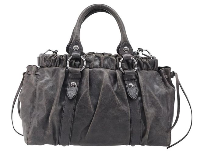 Miu Miu Hand Bag Leather 2way Gray Silver - vista 2