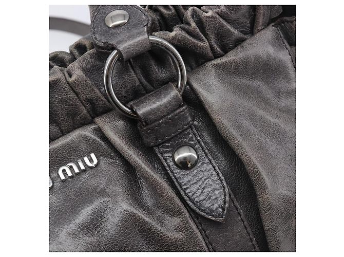 Miu Miu Hand Bag Leather 2way Gray Silver - vista 20