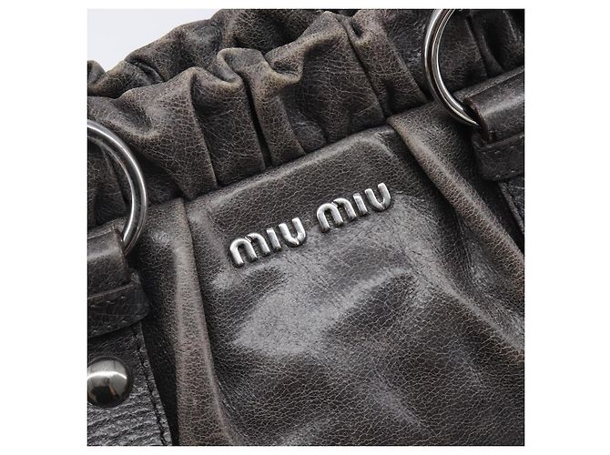Miu Miu Hand Bag Leather 2way Gray Silver - vista 21