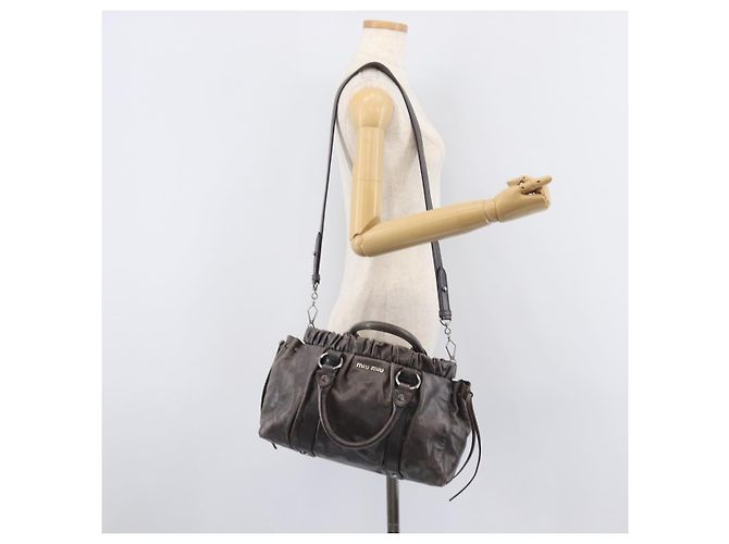 Miu Miu Hand Bag Leather 2way Gray Silver - vista 28