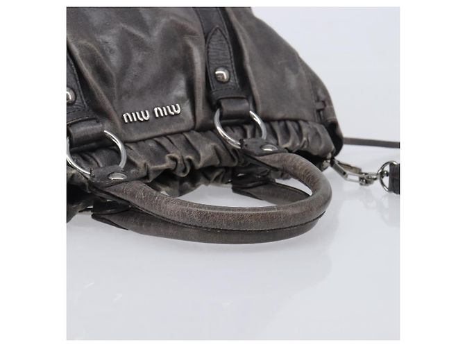 Miu Miu Hand Bag Leather 2way Gray Silver - vista 7
