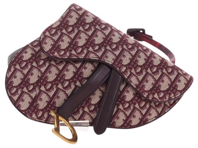 Christian Dior Trotter Canvas Saddle Waist bag Red Gold - vista 13