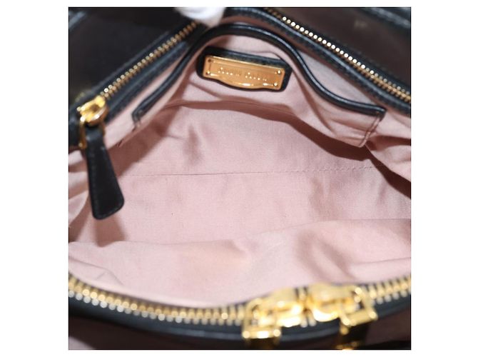Miu Miu Matelasse Hand Bag Leather 2way Black Gold Tone - vista 11