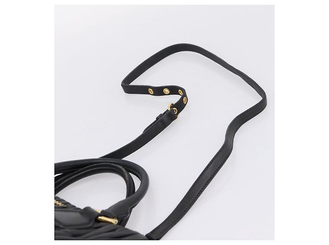 Miu Miu Matelasse Hand Bag Leather 2way Black Gold Tone - vista 15
