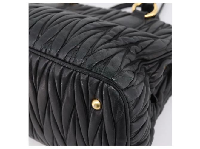 Miu Miu Matelasse Hand Bag Leather 2way Black Gold Tone - vista 17