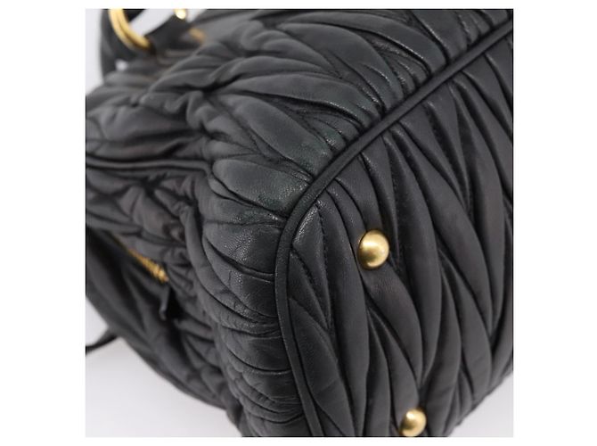 Miu Miu Matelasse Hand Bag Leather 2way Black Gold Tone - vista 18