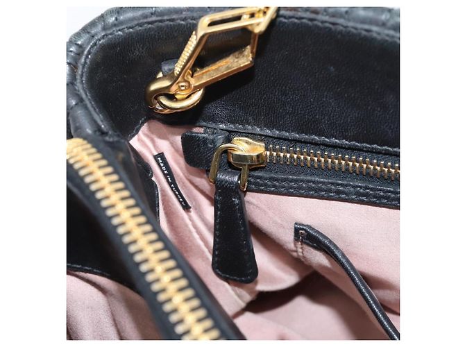 Miu Miu Matelasse Hand Bag Leather 2way Black Gold Tone - vista 24