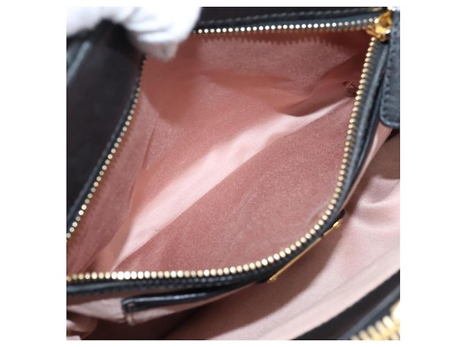 Miu Miu Matelasse Hand Bag Leather 2way Black Gold Tone - vista 25