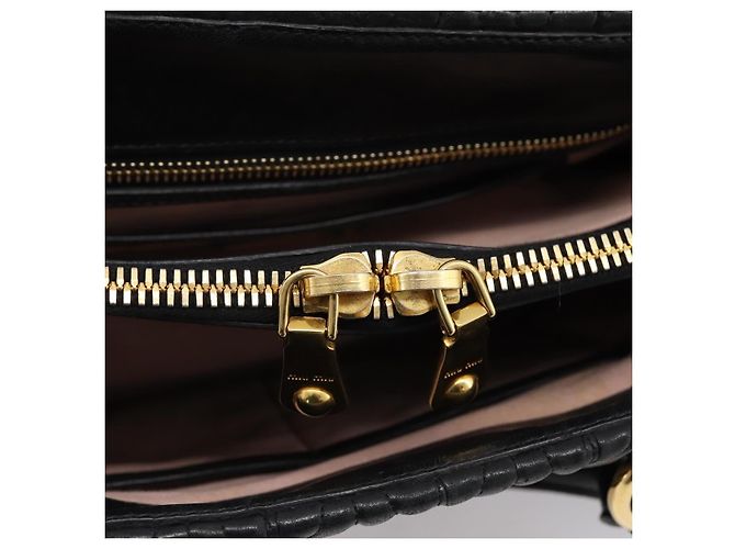 Miu Miu Matelasse Hand Bag Leather 2way Black Gold Tone - vista 26