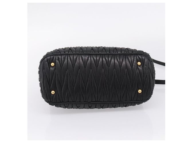 Miu Miu Matelasse Hand Bag Leather 2way Black Gold Tone - vista 5