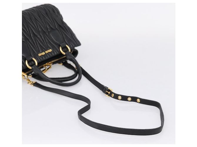 Miu Miu Matelasse Hand Bag Leather 2way Black Gold Tone - vista 9