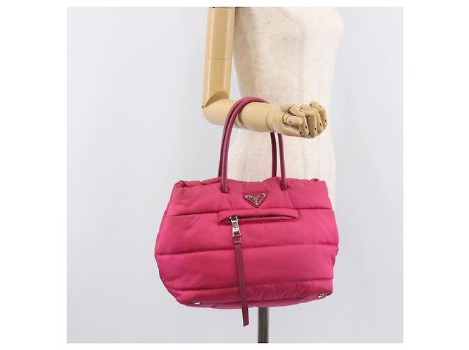 PRADA Handtasche Nylon Rosa Silber - Ansicht 28