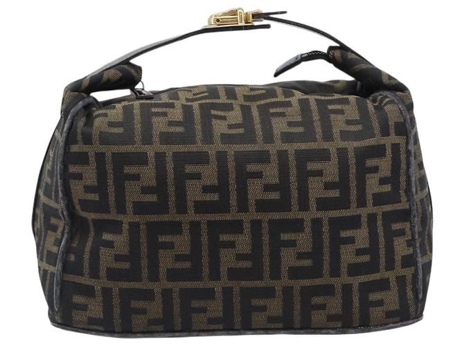 FENDI Zucca Canvas Vanity Cosmetic Pouch Brown Gold Tone - vista 13