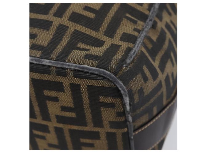 FENDI Zucca Canvas Vanity Cosmetic Pouch Brown Gold Tone - vista 14