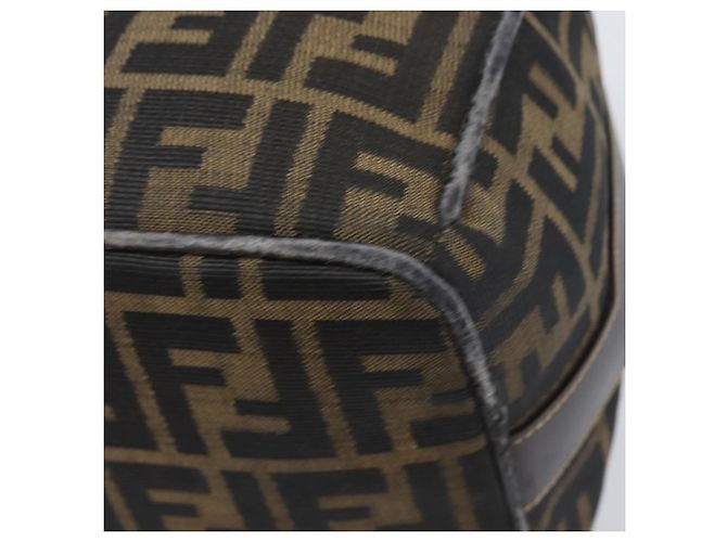FENDI Zucca Canvas Vanity Cosmetic Pouch Brown Gold Tone - vista 16