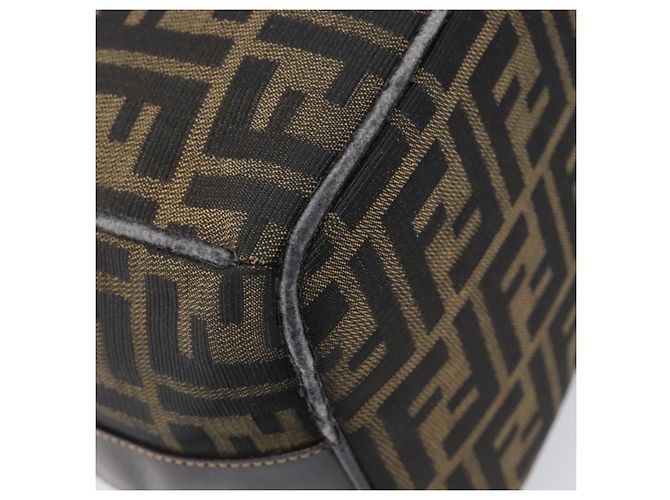 FENDI Zucca Canvas Vanity Cosmetic Pouch Brown Gold Tone - vista 17