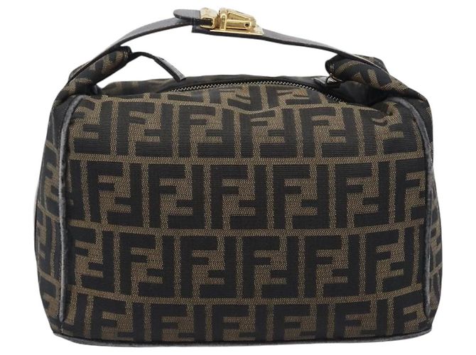FENDI Zucca Canvas Vanity Cosmetic Pouch Brown Gold Tone - vista 2