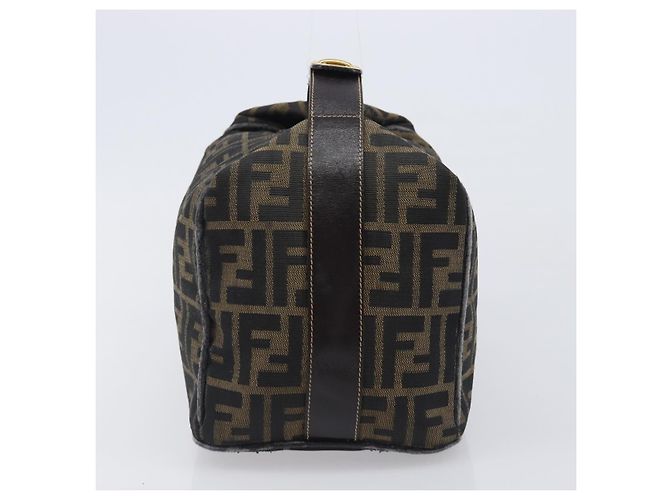 FENDI Zucca Canvas Vanity Cosmetic Pouch Brown Gold Tone - vista 3