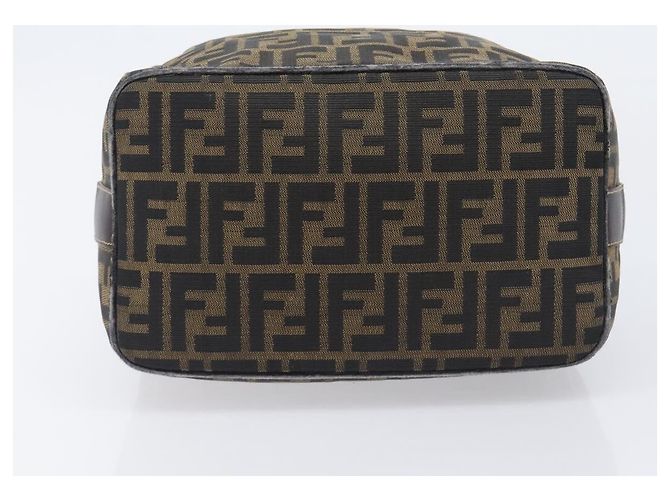 FENDI Zucca Canvas Vanity Cosmetic Pouch Brown Gold Tone - vista 5
