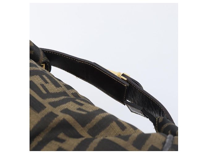 FENDI Zucca Canvas Vanity Cosmetic Pouch Brown Gold Tone - vista 7