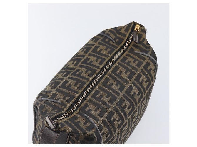 FENDI Zucca Canvas Vanity Cosmetic Pouch Brown Gold Tone - vista 9
