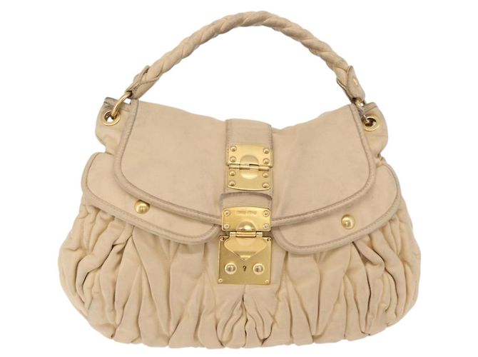 Miu Miu Hand Bag Leather 2way Beige Gold - vista 13