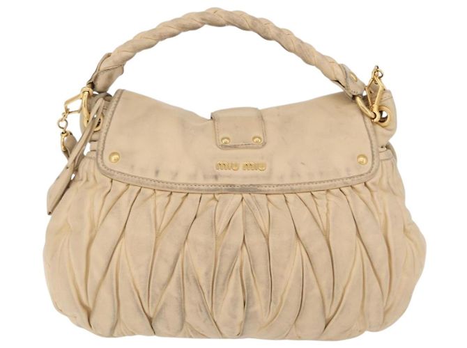 Miu Miu Hand Bag Leather 2way Beige Gold - vista 2