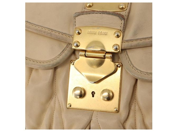 Miu Miu Hand Bag Leather 2way Beige Gold - vista 22