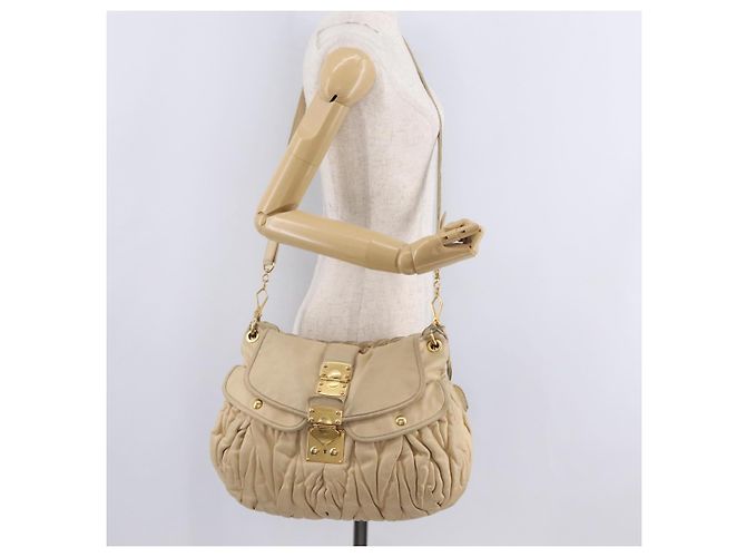 Miu Miu Hand Bag Leather 2way Beige Gold - vista 32