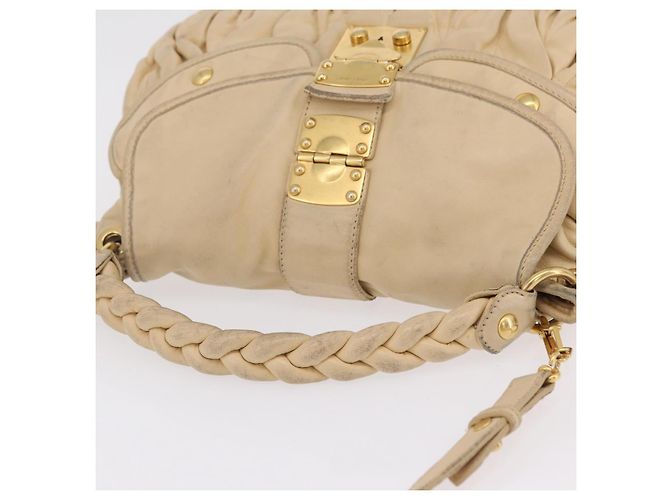 Miu Miu Hand Bag Leather 2way Beige Gold - vista 6
