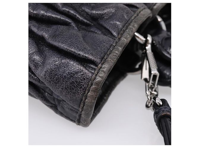 Miu Miu Matelasse Hand Bag Leather 2way Black Silver - vista 14
