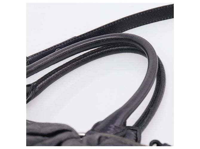 Miu Miu Matelasse Hand Bag Leather 2way Black Silver - vista 16