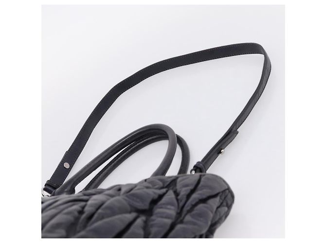 Miu Miu Matelasse Hand Bag Leather 2way Black Silver - vista 17
