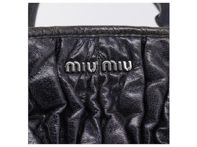 Miu Miu Matelasse Hand Bag Leather 2way Black Silver - vista 22