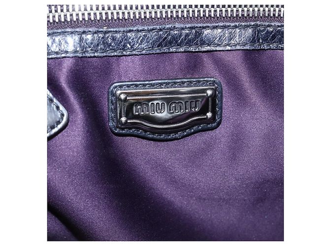 Miu Miu Matelasse Hand Bag Leather 2way Black Silver - vista 25