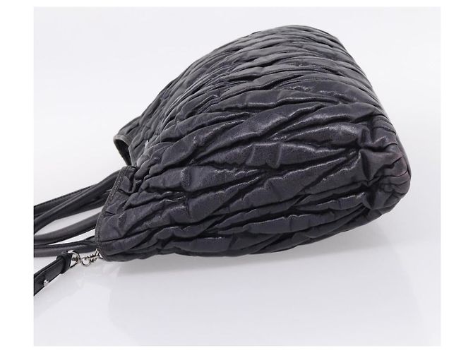 Miu Miu Matelasse Hand Bag Leather 2way Black Silver - vista 3